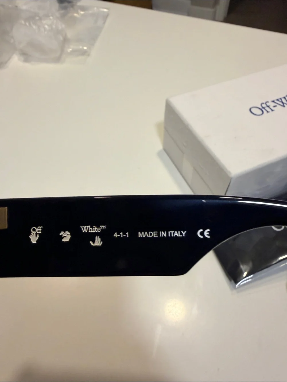 Off White OERI003 Black Oversized Square Sunglasses Gold Logo Made in Italy